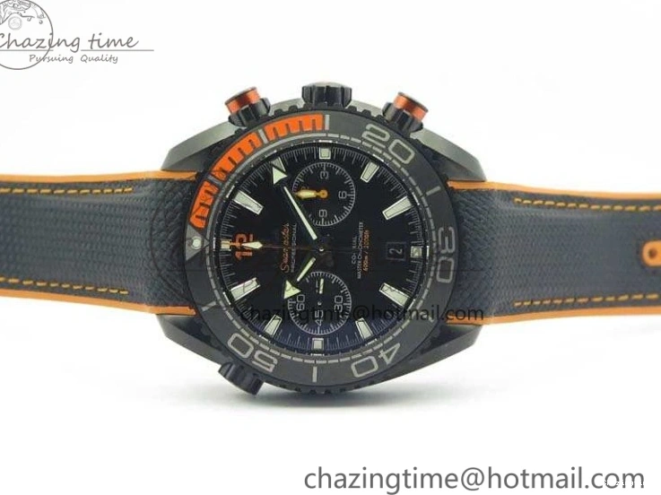 0120 Planet Ocean Master Chronometer Chrono DLC OM 1:1 Best Edition Black Dial On Nylon Strap A Chic 8103